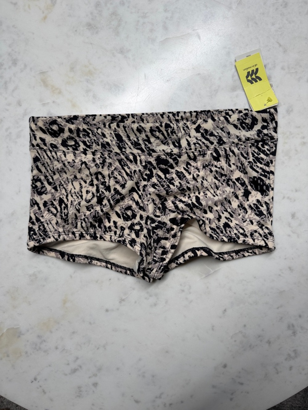 all in motion Beige and Black Leopard-Print Swim Shorts